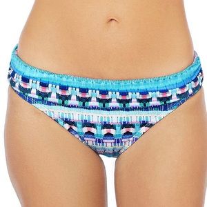 La Blanca Poolside Global Jive Shirred Band Hipster Bikini Bottoms 16 NWT